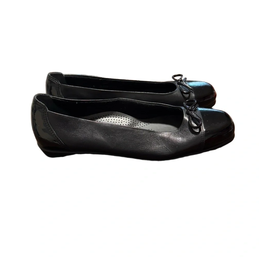 SAS Womens Black Bow Accent Patent Leather Ballet Flats Size 7.5N Made In USA - Picture 5 of 8